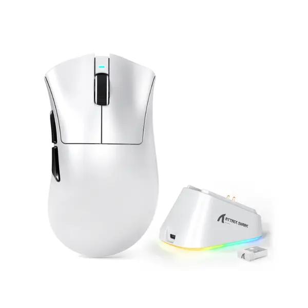 Attack Shark V3 Pro Ultra-Light Tri Mode Gaming Mouse with Charging Dock